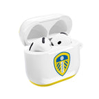 Leeds Utd FC AirPods protective case with club crest in white and blue, shock-resistant and compatible with wireless charging