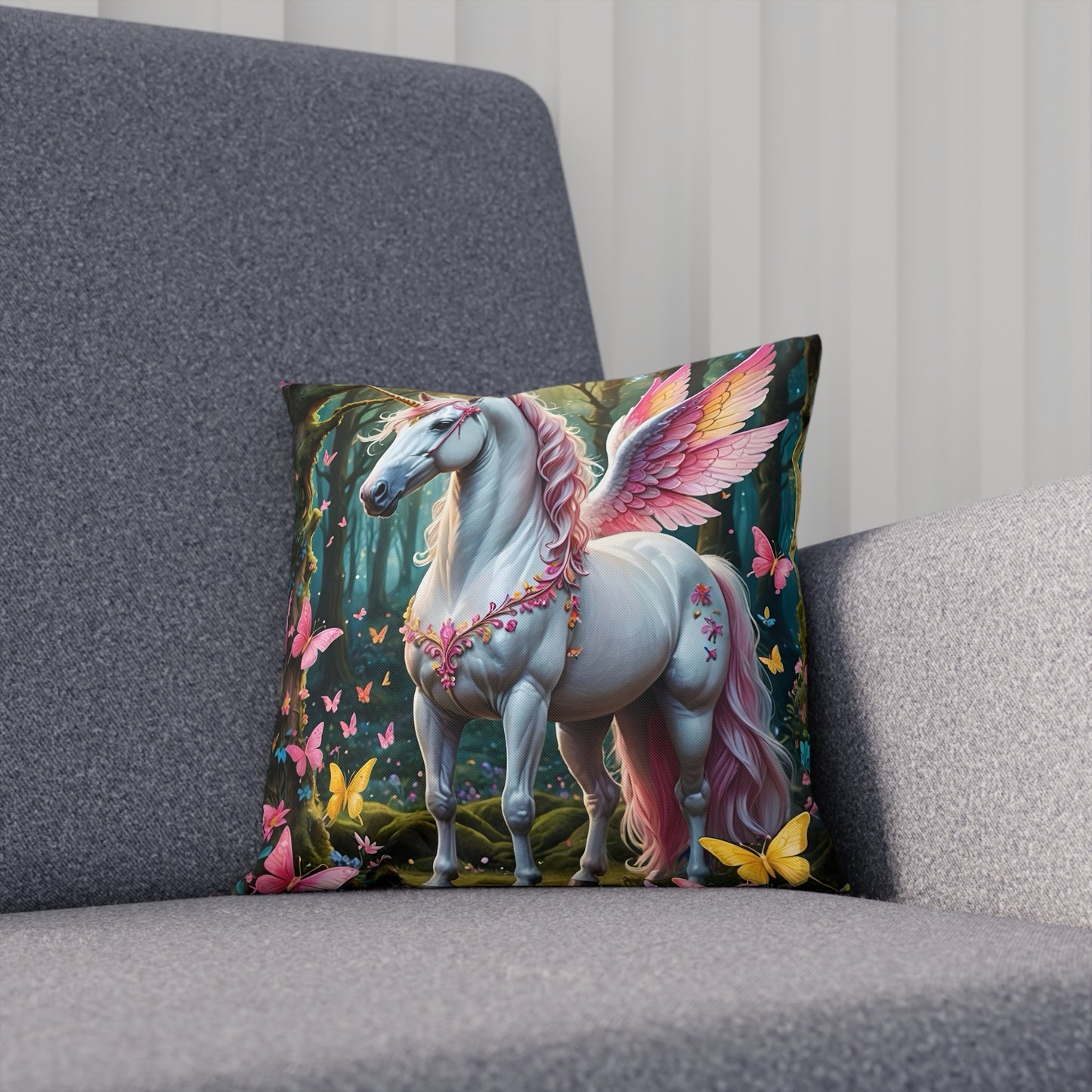 Wonderful Mythical Unicorn Cotton Drill Square Cushion