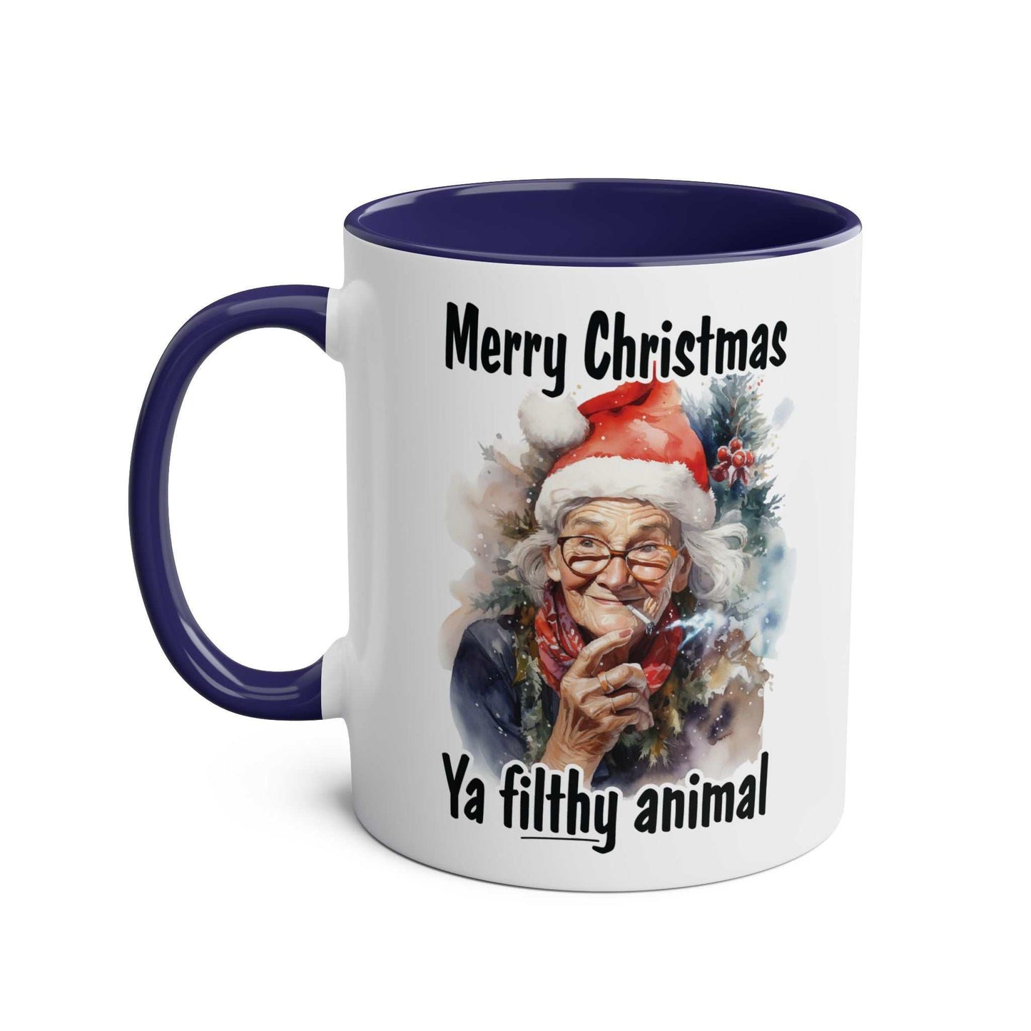 Sweary Granny Christmas Mug with festive design and cheeky message