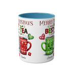 Personalised Bestie Christmas Mug in colorful design with names and holiday patterns.
