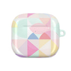 Pastel geometric print hard shell AirPods/Pro protective case with vibrant colors and glossy finish
