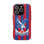 Crystal Palace MagSafe iPhone case with red and blue stripes and club crest, dual-layer protection and wireless charging compatible