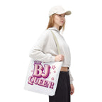 Cheeky BJ Queen Tote Bag in multiple sizes with colorful handles and durable spun polyester design