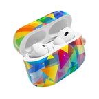 Vibrant geometric pride colorful protective hard shell AirPods case with glossy finish