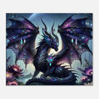 Black Gem Dragon wall canvas with mythical design and shimmering black gems.