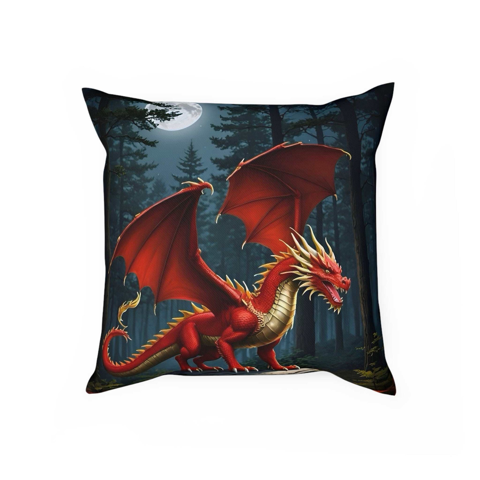 red dragon cotton drill square cushion designed by Littlebitz