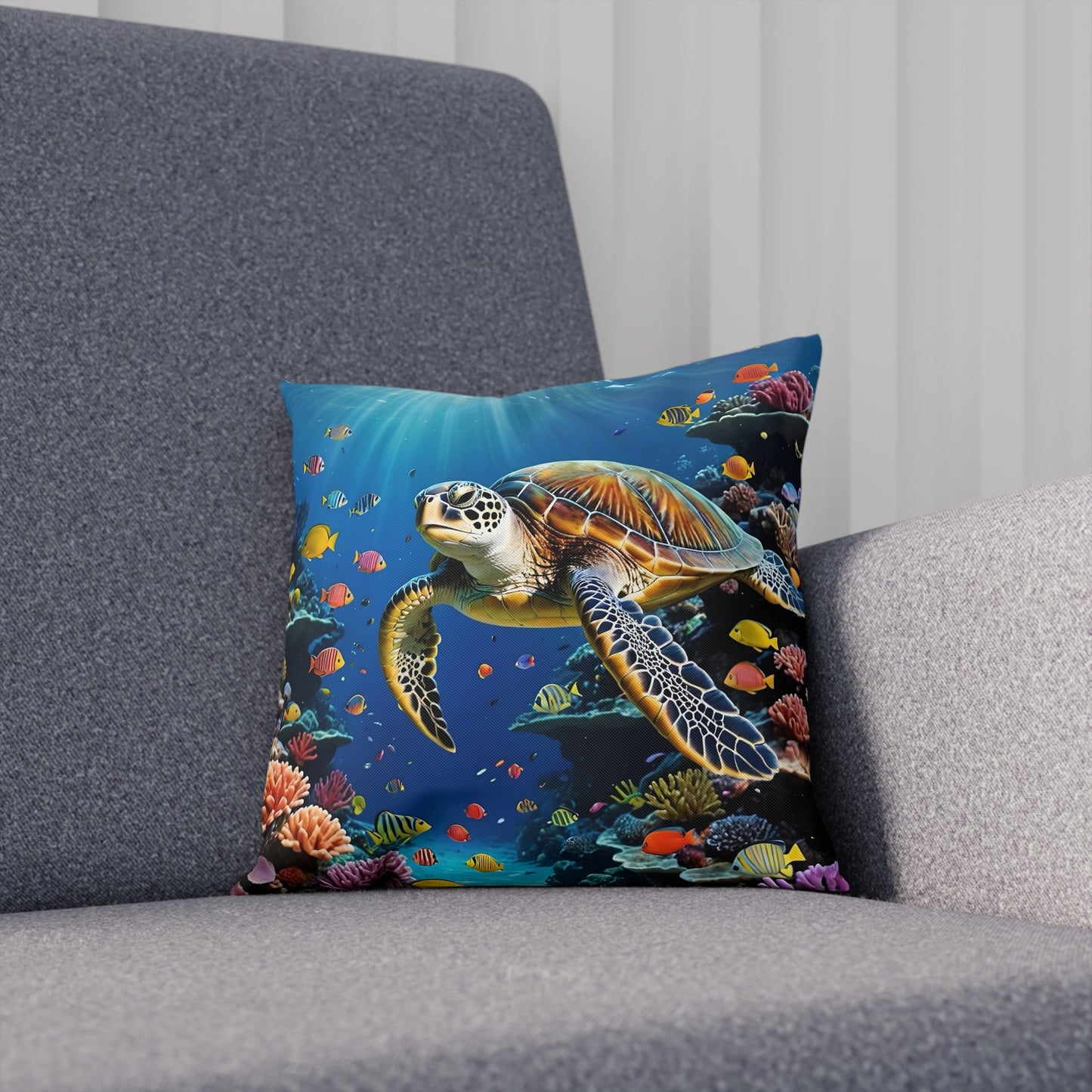 Sea Turtle Cotton Drill Square Cushion