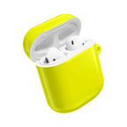 Yellow hard shell AirPods and AirPods Pro protective case with glossy finish and wireless charging compatibility