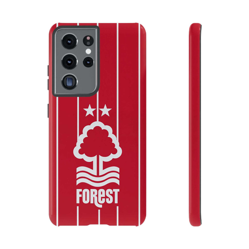 Nottingham Forest Magnetic Samsung phone case with red colors and crest, dual-layer protective design, and wireless charging compatible