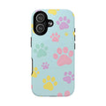 Pastel Doggy Paw iPhone MagSafe case with dual-layer protection and vibrant orange finish