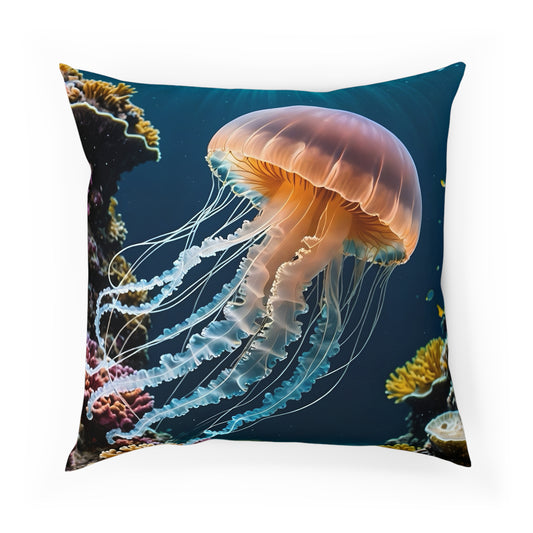 Jellyfish Cotton Drill Square Cushion