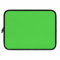 Lime green laptop sleeve made from durable neoprene with soft foam lining and dual zipper closure