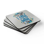 Love Wine Coaster Set with playful design and floral accents on high-gloss MDF top.