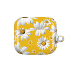 Yellow daisies AirPods protective case with vibrant hard shell and glossy finish