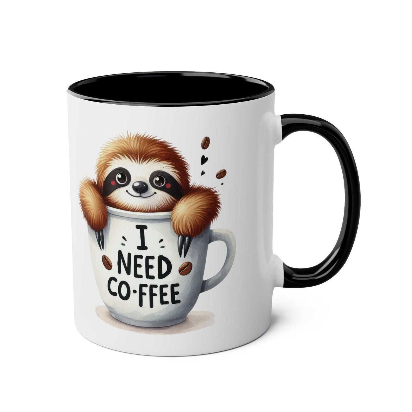 Cute sloth coffee mug with whimsical design, cozy and cheerful 11oz ceramic.