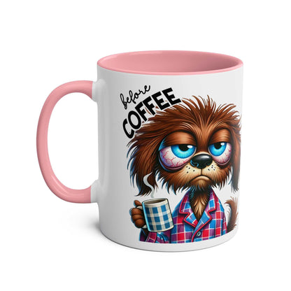 Fun Sarcastic Coffee Mug with humorous design and pink handle.