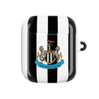 Newcastle Utd FC AirPods protective case with black and white stripes and club crest