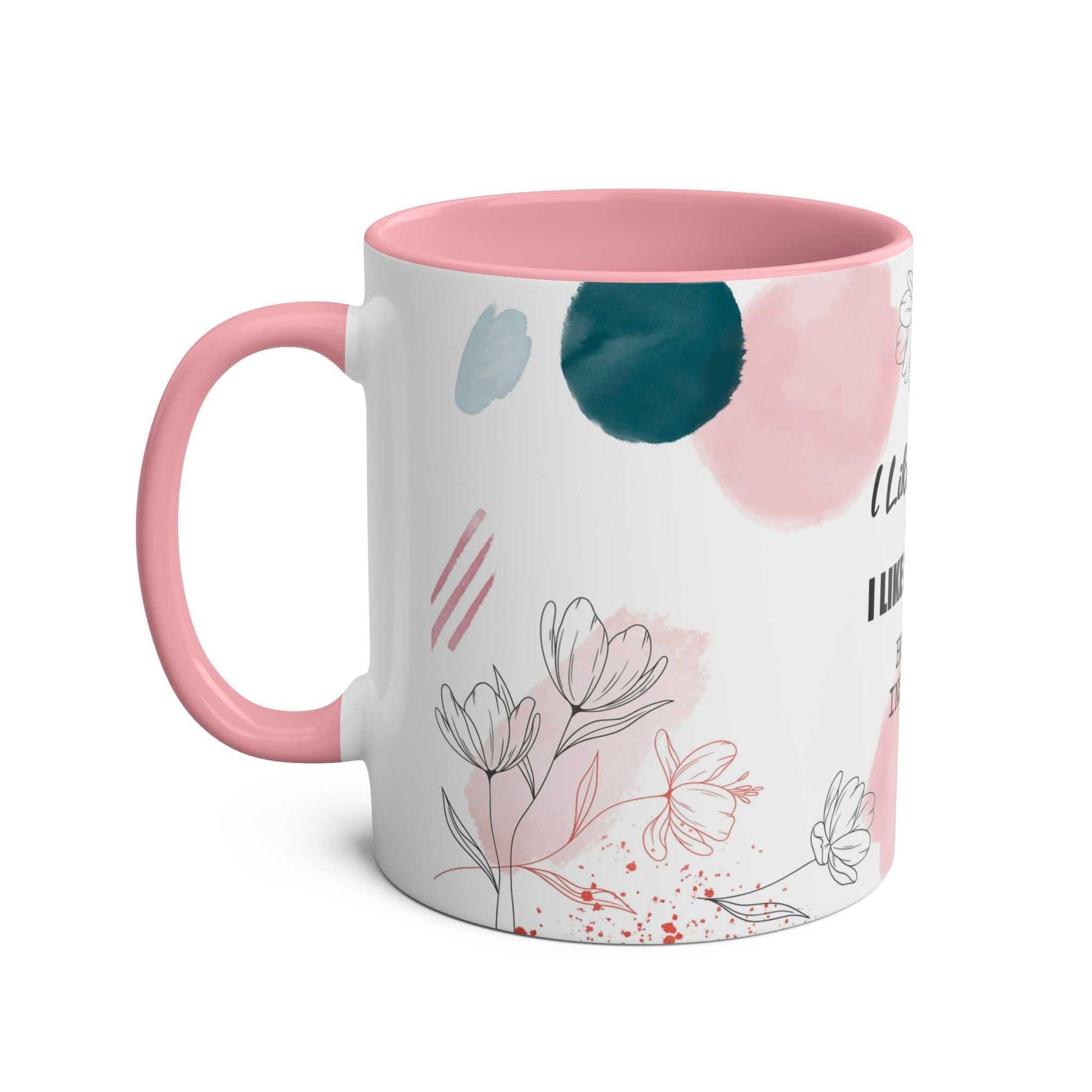 Cheeky Fun Valentines Mug with floral design, vibrant print, colored rim, and handle.