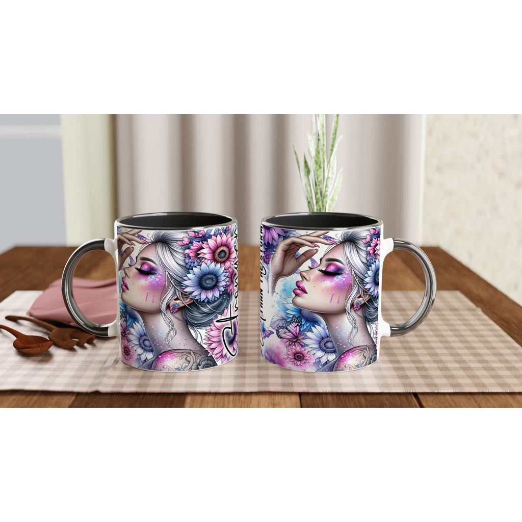 Stronger Than The Storm motivational coffee mug with vibrant design and inspirational quote.