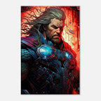 Thor Wall Canvas with striking bold imagery, featuring vibrant colors and a powerful god-like figure.
