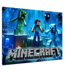 Minecraft Wall Canvas featuring vibrant pixelated scenes, ideal for fans, available in multiple sizes.