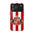 Sunderland FC MagSafe iPhone case with red and white stripes and club crest for fan protection