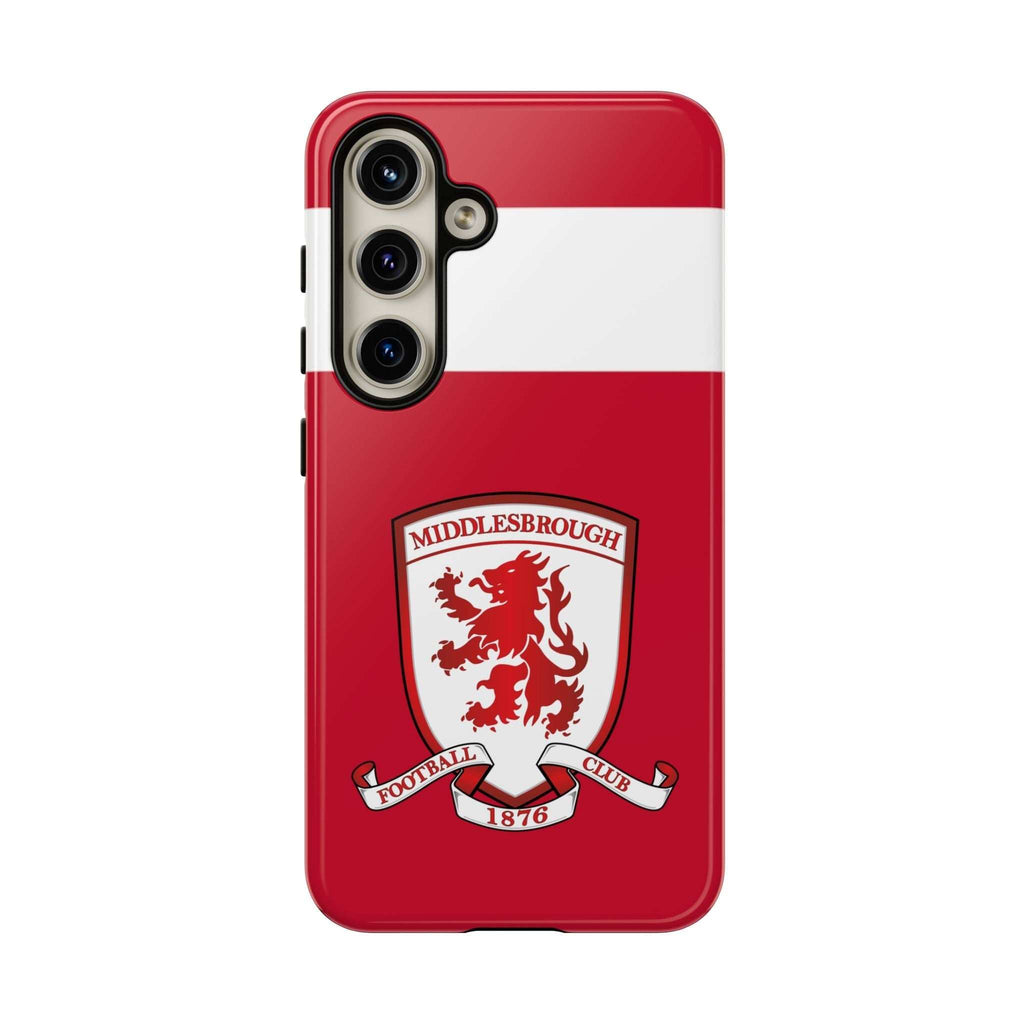 Middlesbrough Magnetic Samsung Case with red club colors and durable dual-layer protection for wireless charging.