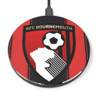 AFC Bournemouth wireless charger with 10W fast charging, aluminium casing, and club crest design