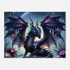 Black Gem Dragon on Wall Canvas with shimmering details in a mystical setting.