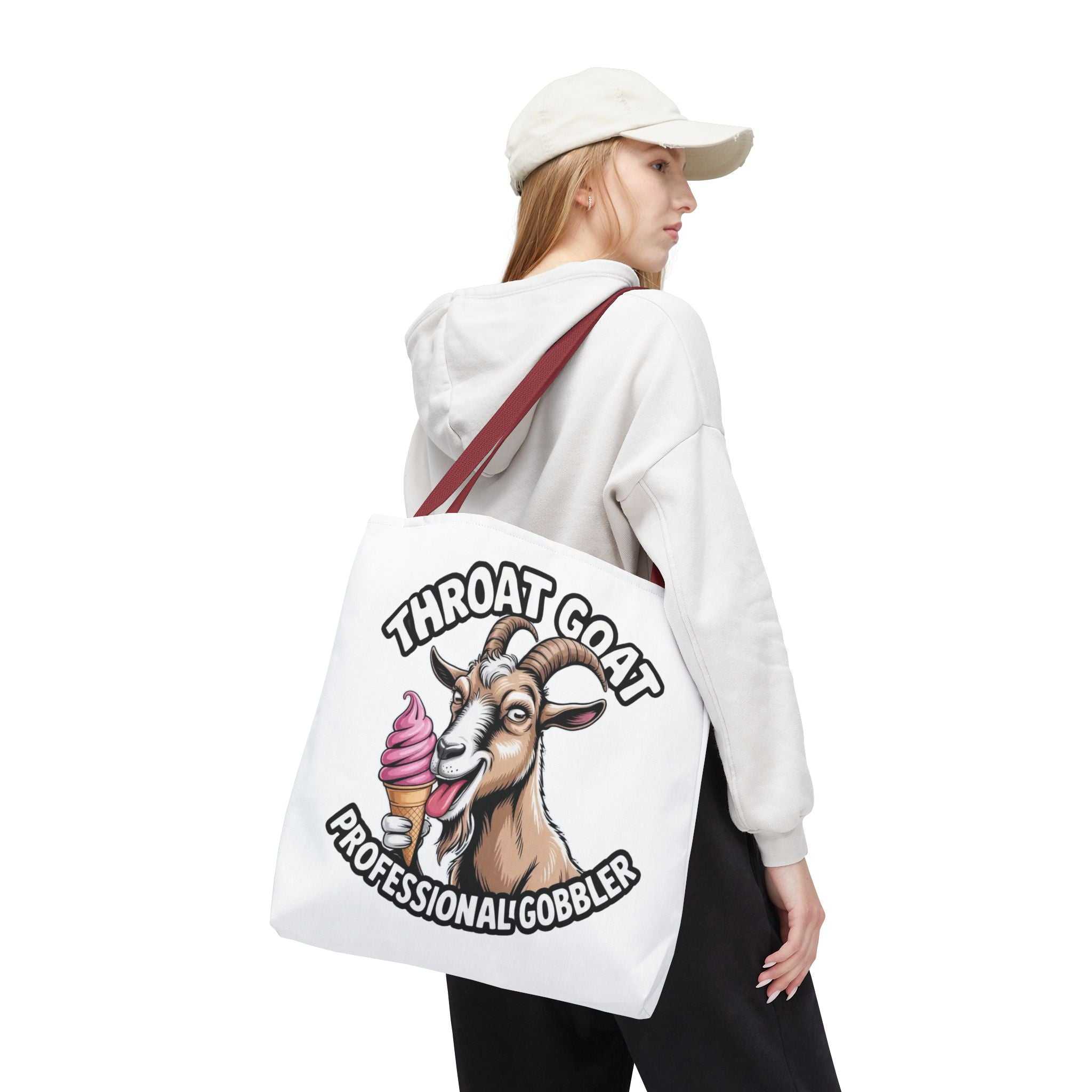 Professional Gobbler funny tote bag with cheeky design, durable spun polyester, multiple sizes and handle colors