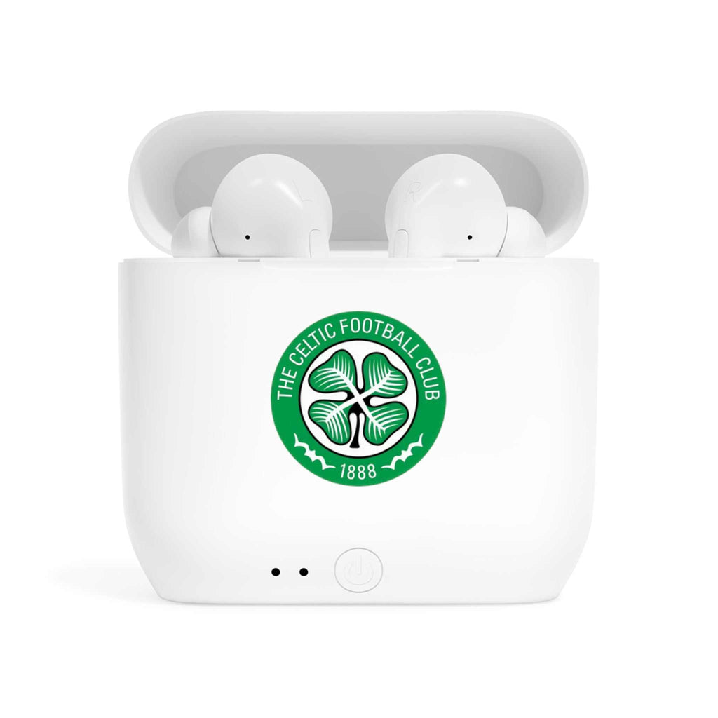 Celtic Fc Wireless Essos Earbuds with charging case and fan-inspired club crest design