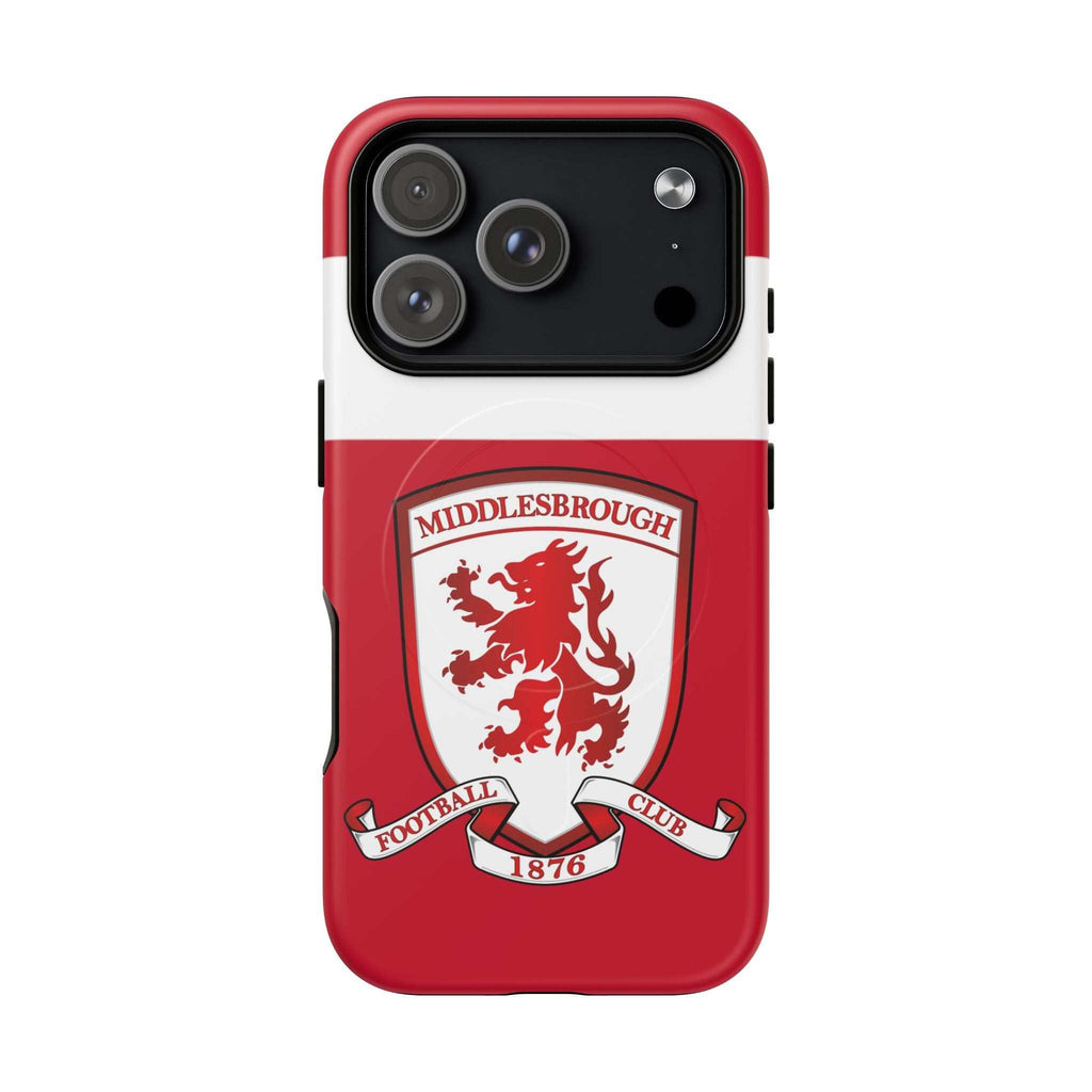 Middlesbrough MagSafe iPhone case with red club crest and dual-layer protection
