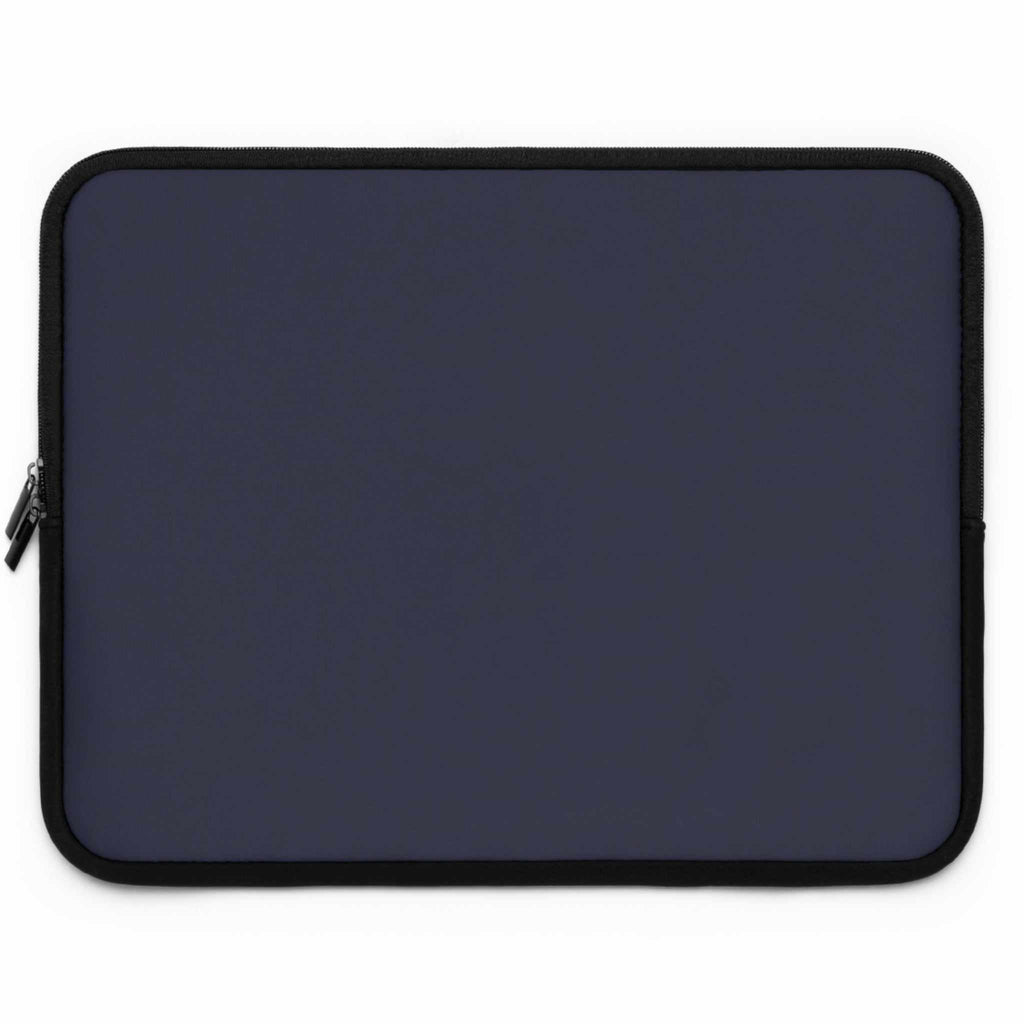 Deep blue neoprene laptop sleeve with soft foam lining and dual zipper protection