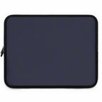 Deep blue neoprene laptop sleeve with soft foam lining and dual zipper protection
