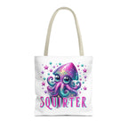 Cheeky Squirter Squid Tote Bag with fun design and durable polyester fabric