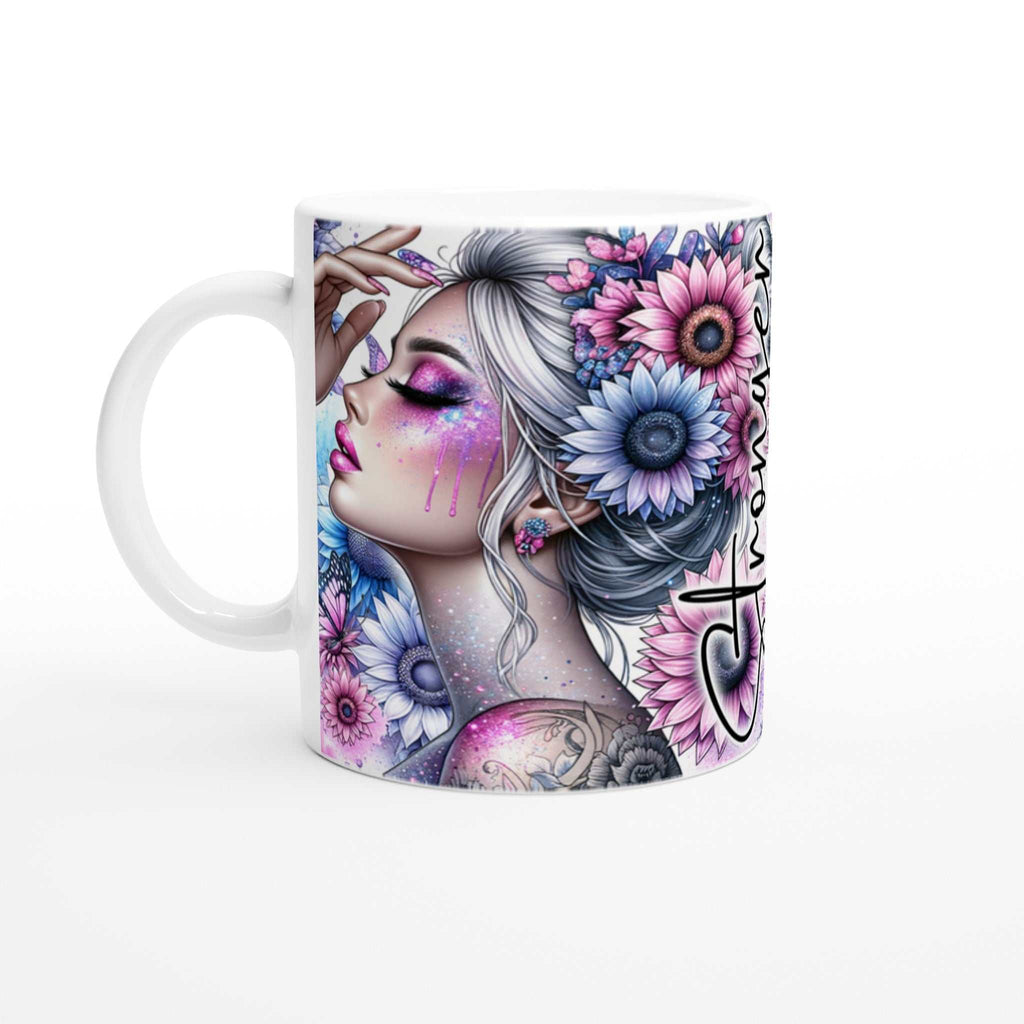 Stronger Than The Storm motivational coffee mug with vibrant design and inspirational quote.