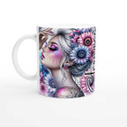 Stronger Than The Storm motivational coffee mug with vibrant design and inspirational quote.