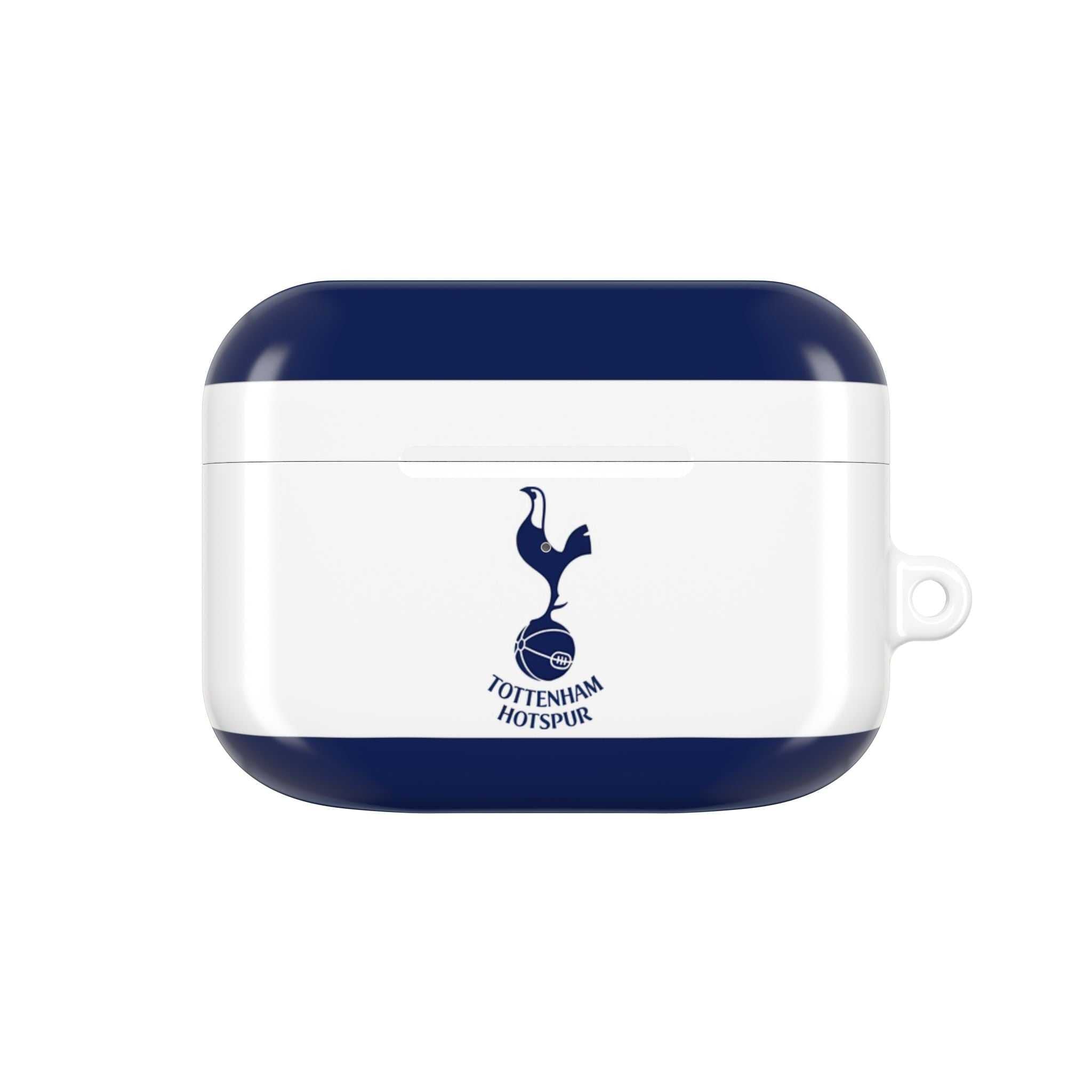 Tottenham FC AirPods protective case in white and navy with cockerel crest and glossy finish