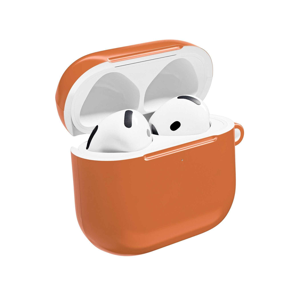 Bold orange hard shell AirPods and AirPods Pro protective case with glossy finish and slim lightweight design