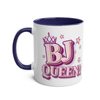 Colorful BJ Queen Coffee Mug with bold, cheeky design, perfect for confident personalities and gifts