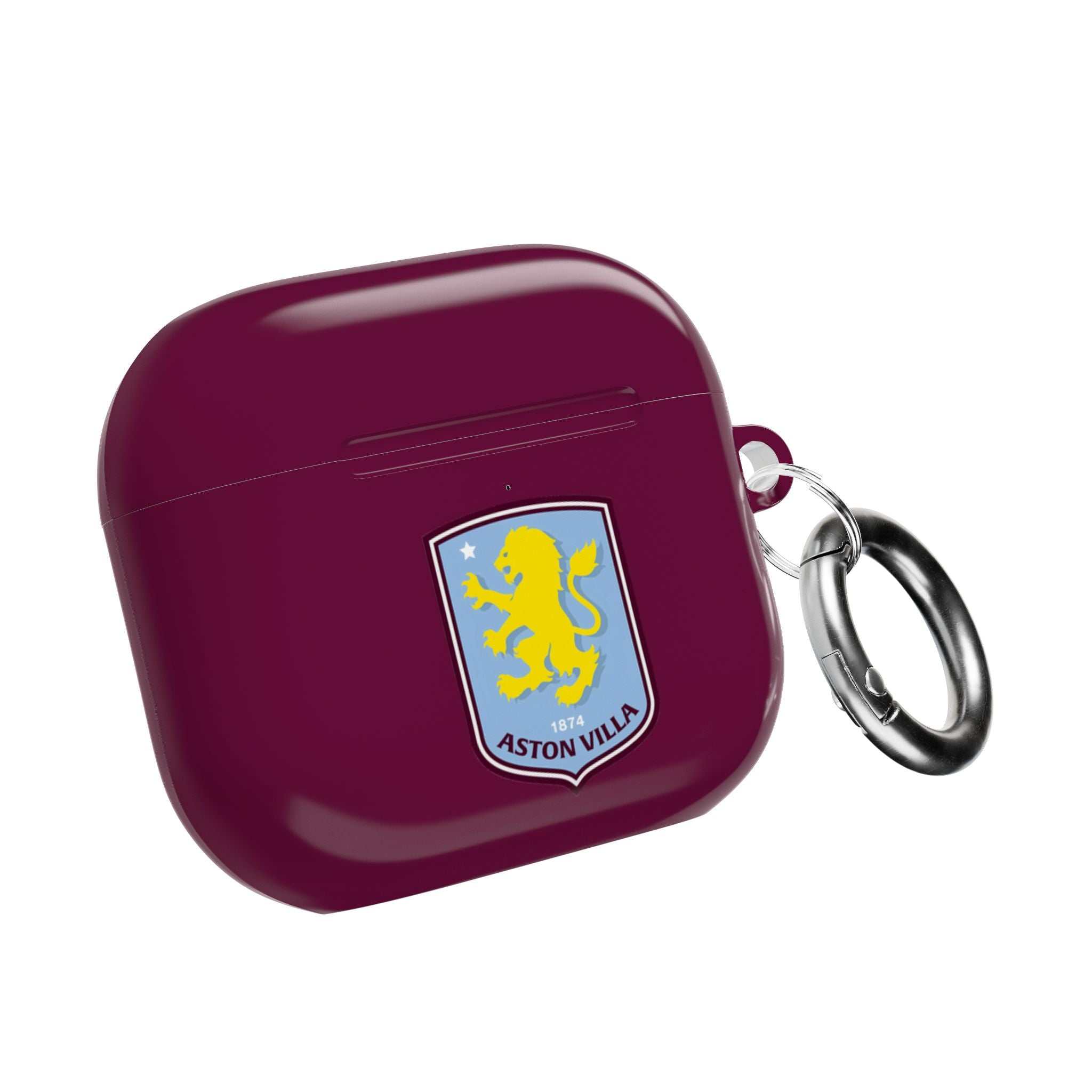 Aston Villa FC AirPods protective case in claret with club crest and keyring attachment