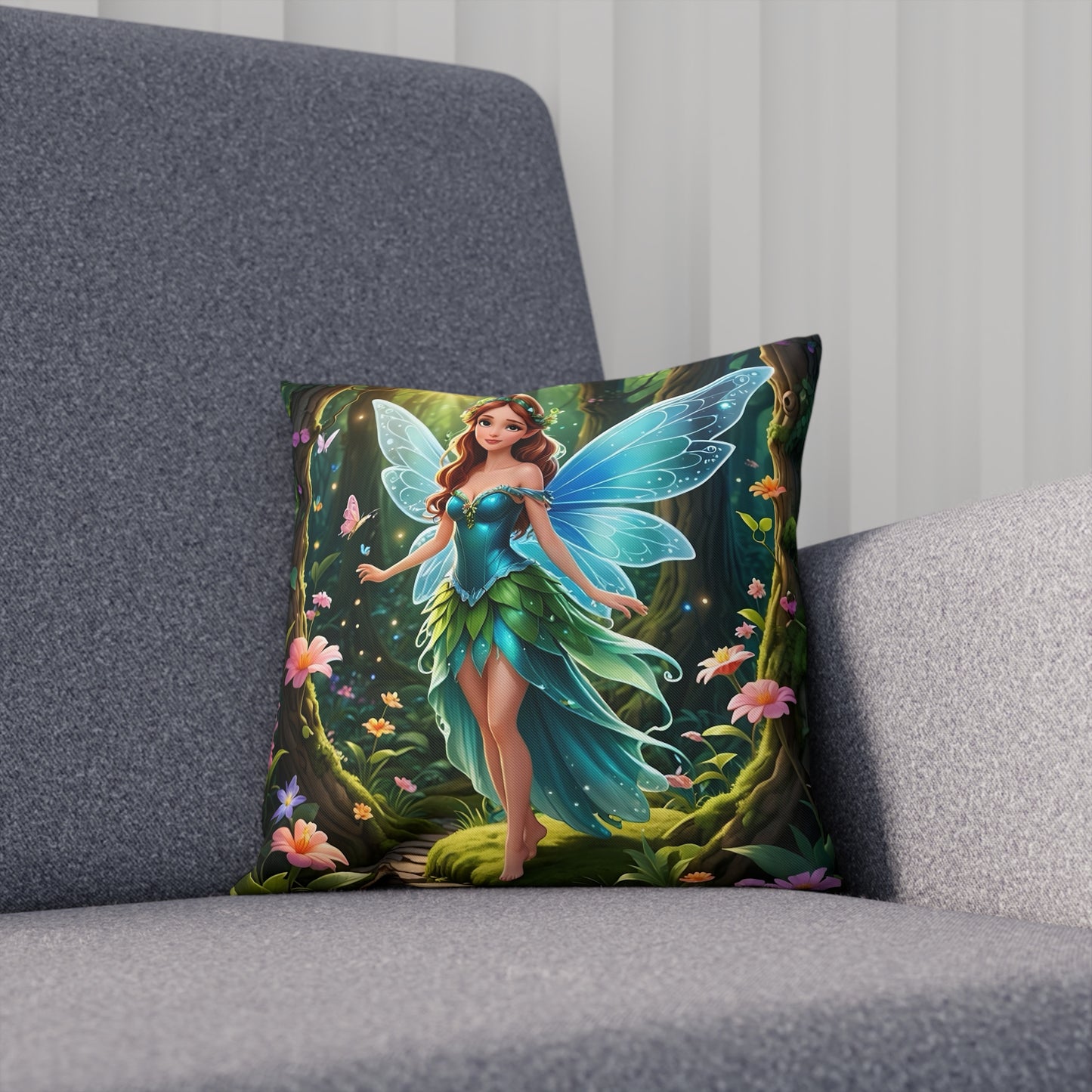 Stunning Fairy Cotton Drill Square Cushion