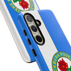 Blackburn Rovers blue and white Samsung phone case with magnetic dual-layer protection and wireless charging support