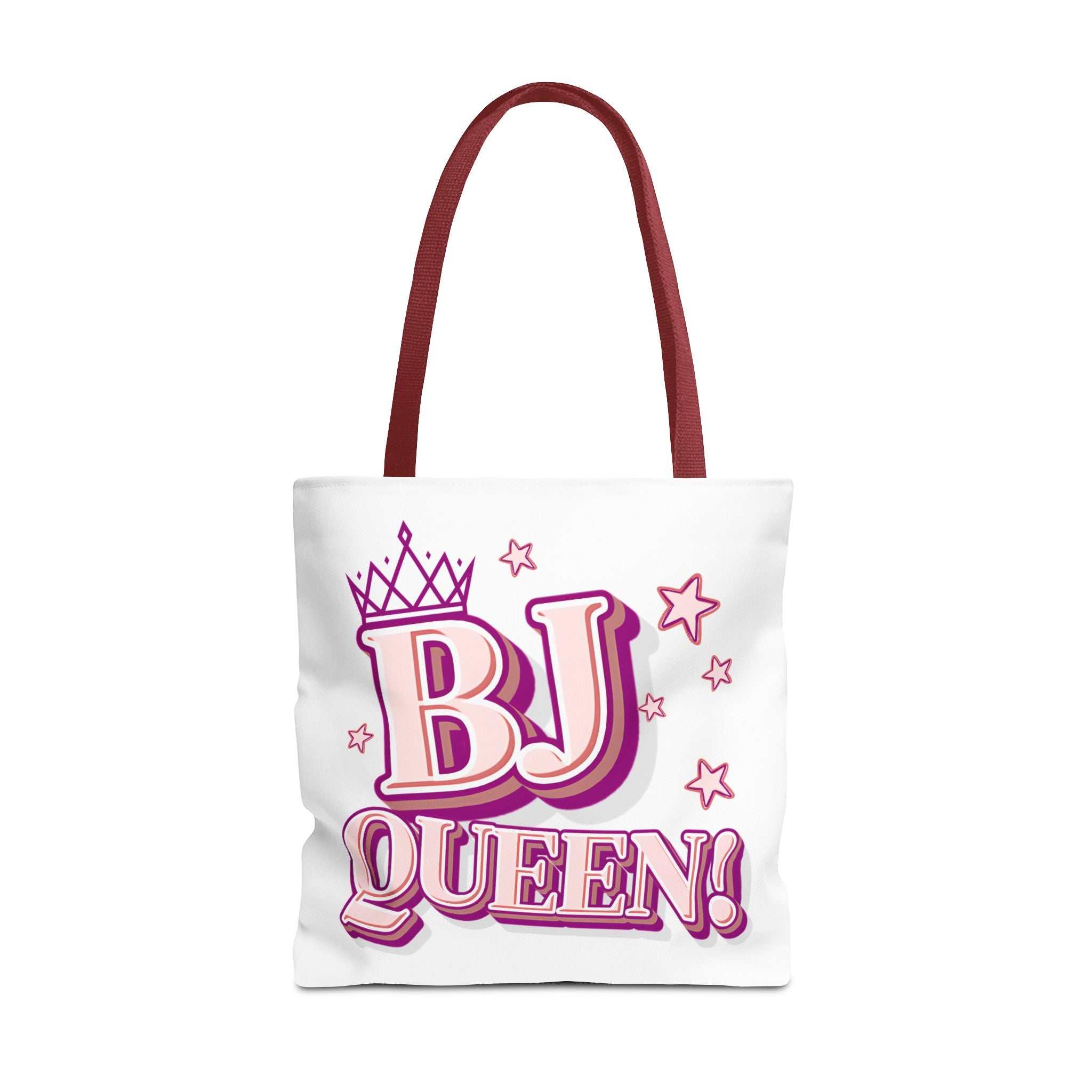 Cheeky BJ Queen Tote Bag with colorful handles and durable polyester fabric for everyday use