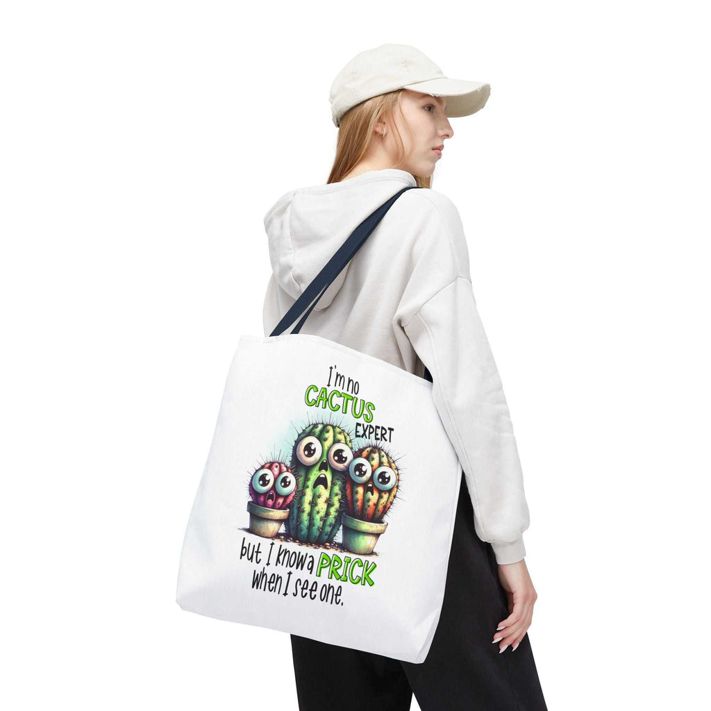 Fun cactus tote bag with playful design and colorful handles for everyday use