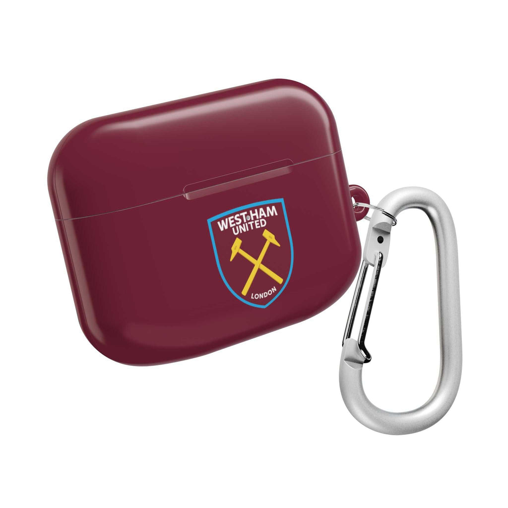 West Ham Utd FC AirPods Pro protective case with claret and blue colors and crossed hammers logo