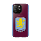 Aston Villa Magsafe iPhone case with claret and blue colors and club crest, durable dual-layer protection, compatible with MagSafe charging