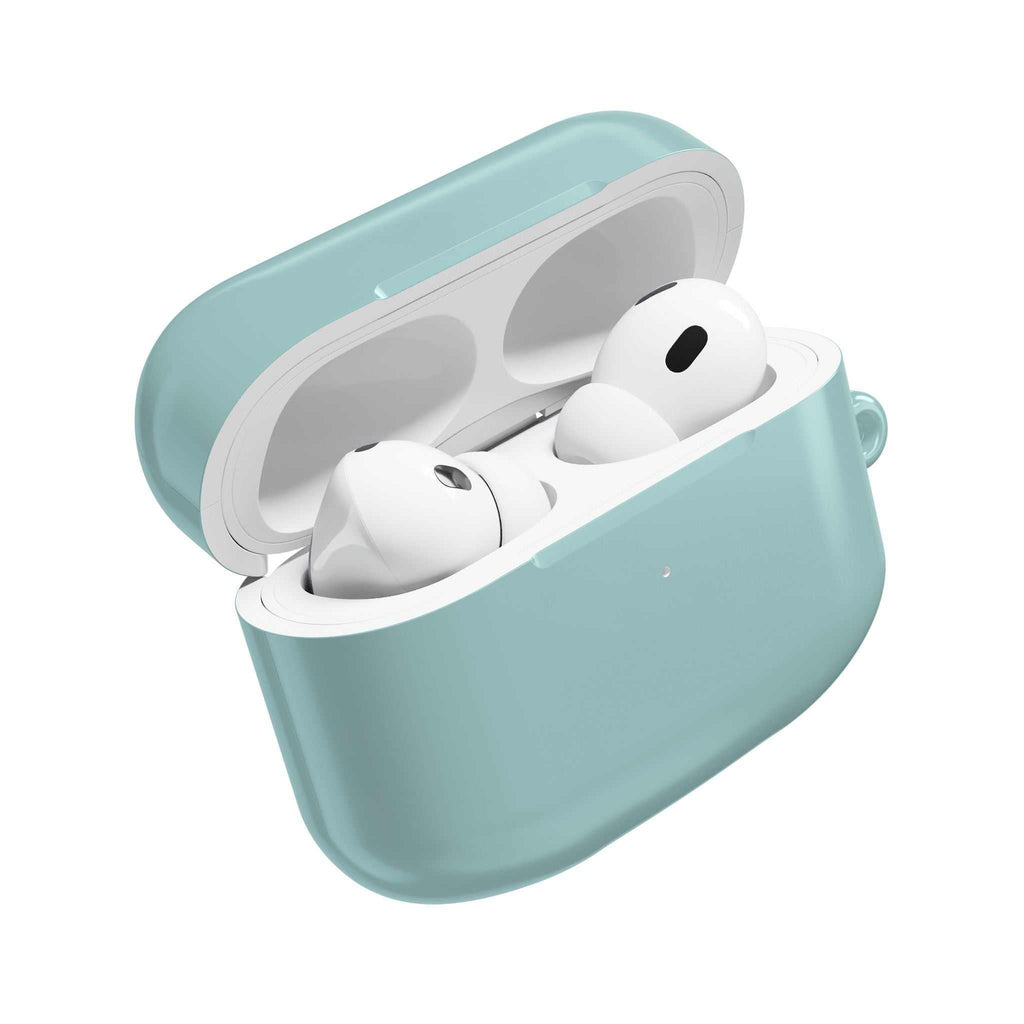 Teal green hard shell protective case for AirPods and AirPods Pro with a glossy finish and durable scratch protection