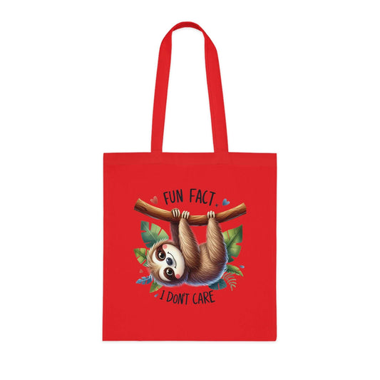 Cotton tote bag featuring a cute sloth design with vibrant colors, ideal for sloth lovers.