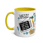 Fathers Day Gift Mug with humorous design, yellow interior, and white exterior.